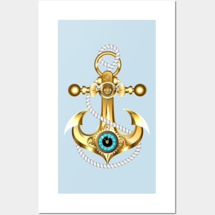 Anchor with clock (Steampunk) Posters and Art